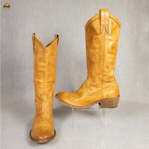 Frye Carson 77685 Western Riding Boots Brown Leather Pull On Women's Size 6B